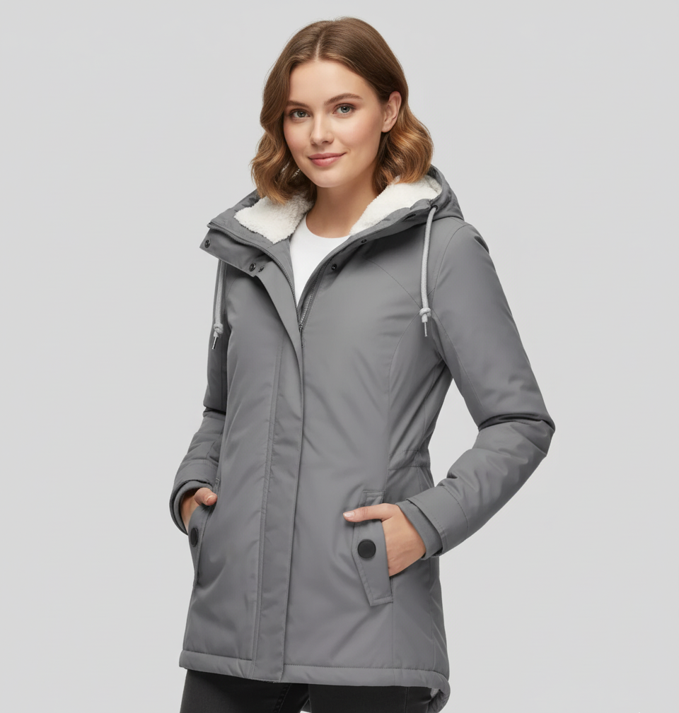 Chloe | Women’s Long Waterproof Winter Jacket with Hood & Warm Lining – Insulated Coat for Cold Canadian Winters