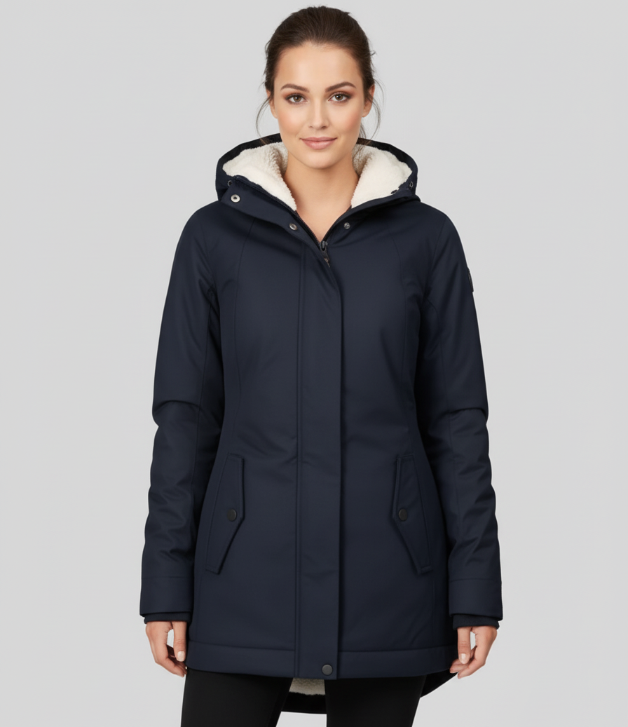 Chloe | Women’s Long Waterproof Winter Jacket with Hood & Warm Lining – Insulated Coat for Cold Canadian Winters