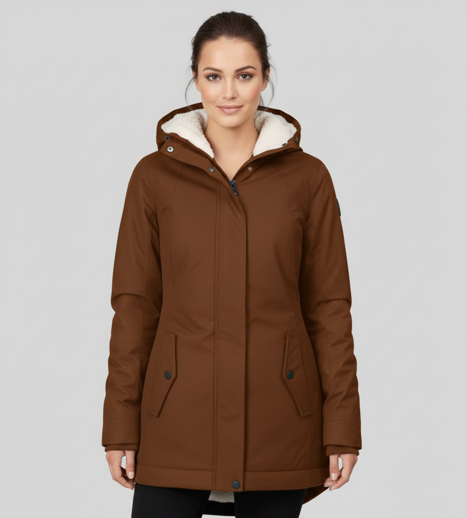 Chloe | Women’s Long Waterproof Winter Jacket with Hood & Warm Lining – Insulated Coat for Cold Canadian Winters