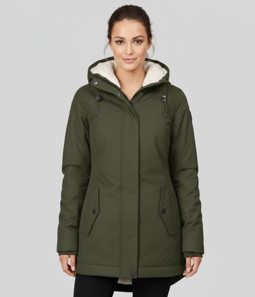 Chloe | Women’s Long Waterproof Winter Jacket with Hood & Warm Lining – Insulated Coat for Cold Canadian Winters