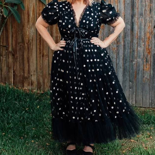 Regina | Black Polkadot Dress