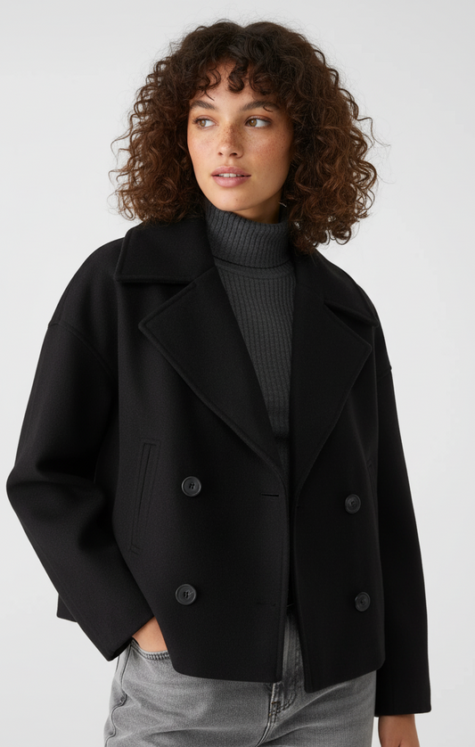 Marga | Women's Double-Breasted Short Jacket - Stylish Outerwear Elegant Fashion