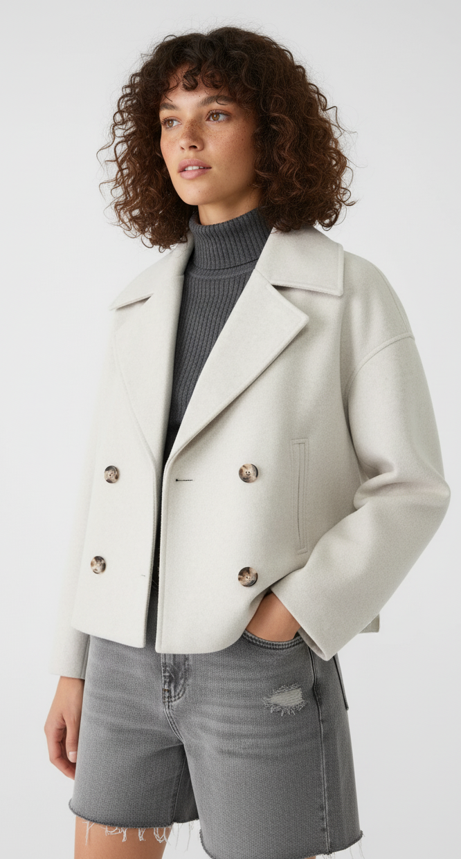 Marga | Women's Double-Breasted Short Jacket - Stylish Outerwear Elegant Fashion