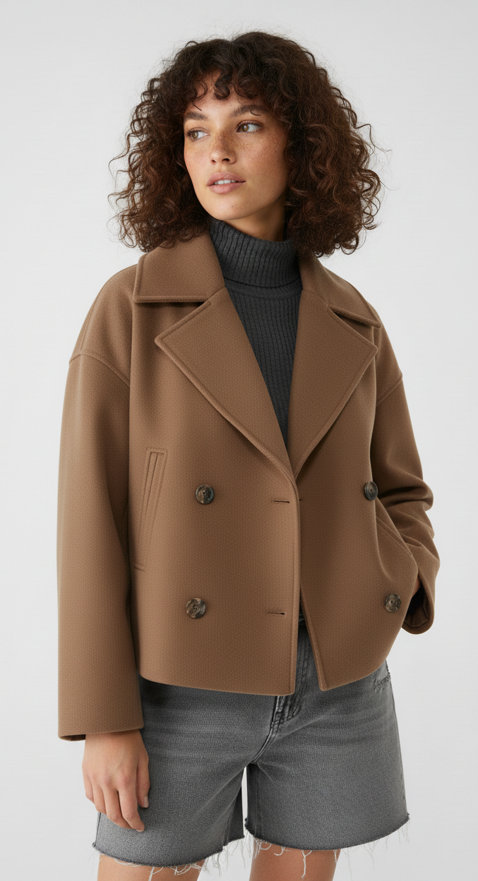 Marga | Women's Double-Breasted Short Jacket - Stylish Outerwear Elegant Fashion