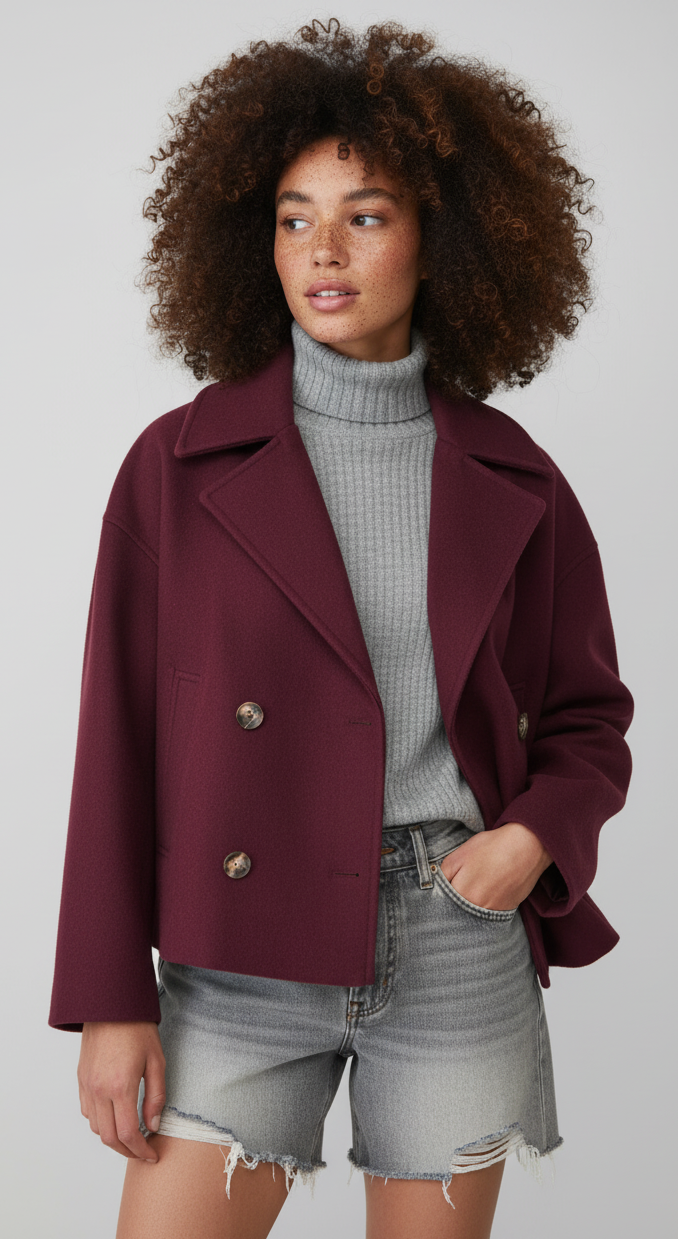 Marga | Women's Double-Breasted Short Jacket - Stylish Outerwear Elegant Fashion