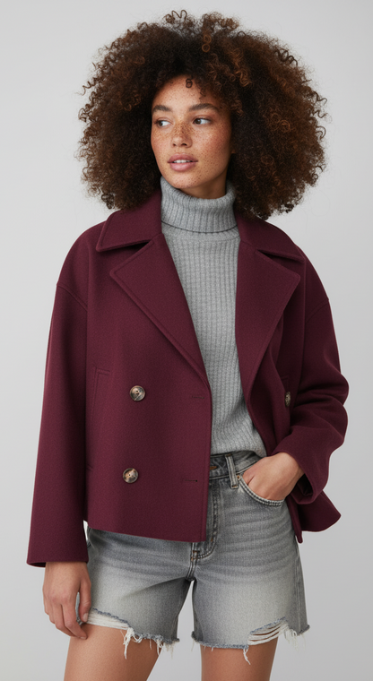 Marga | Women's Double-Breasted Short Jacket - Stylish Outerwear Elegant Fashion