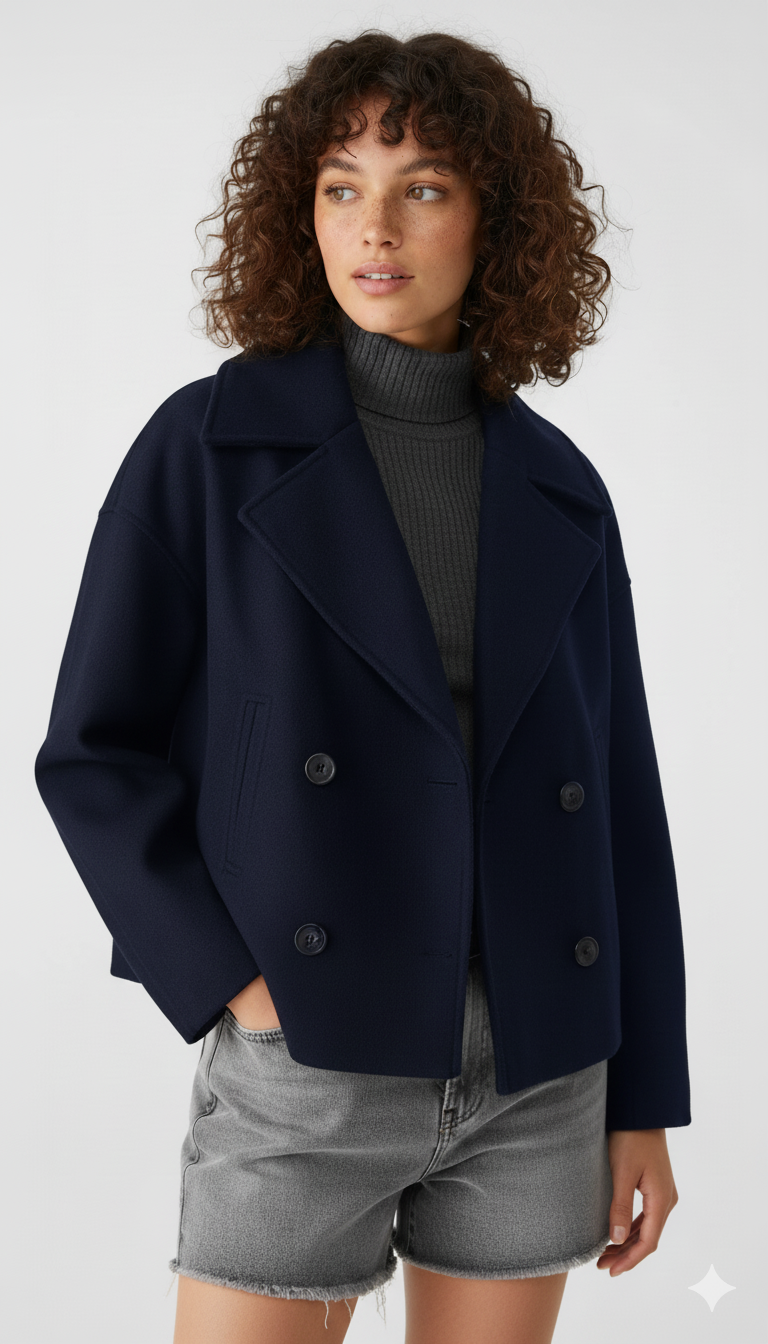 Marga | Women's Double-Breasted Short Jacket - Stylish Outerwear Elegant Fashion