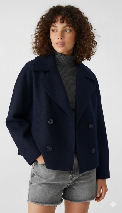 Marga | Women's Double-Breasted Short Jacket - Stylish Outerwear Elegant Fashion